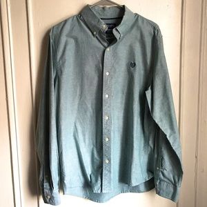 Men's Chaps Button Down Shirt Stretch Oxford Blue Men